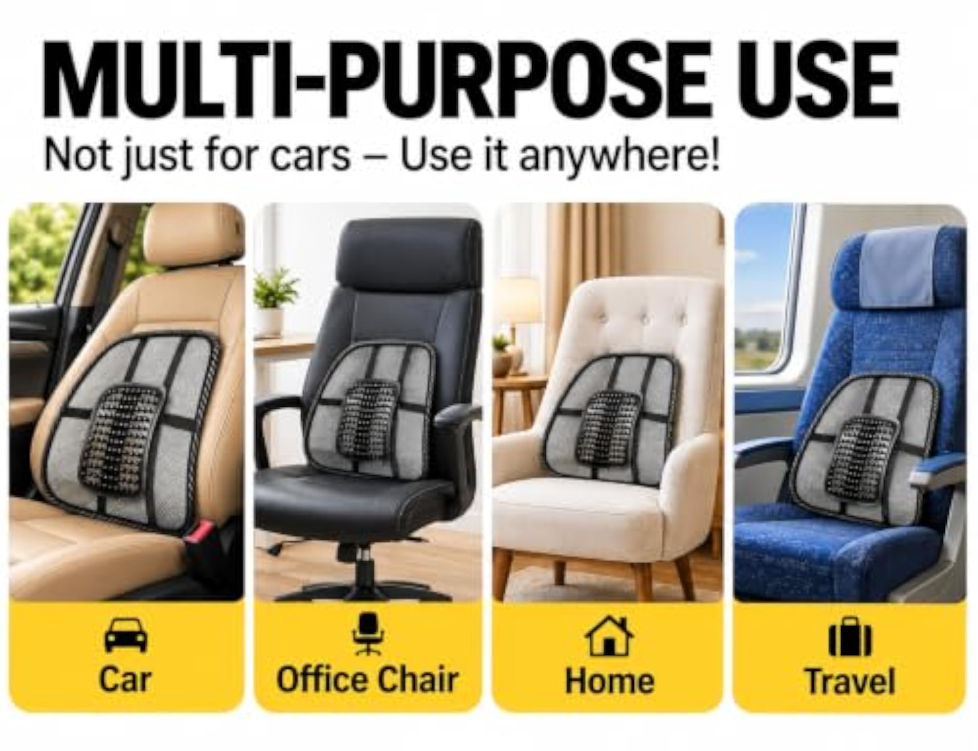 Car Back Support Cushion for Seat, Breathable Mesh Lumbar Support